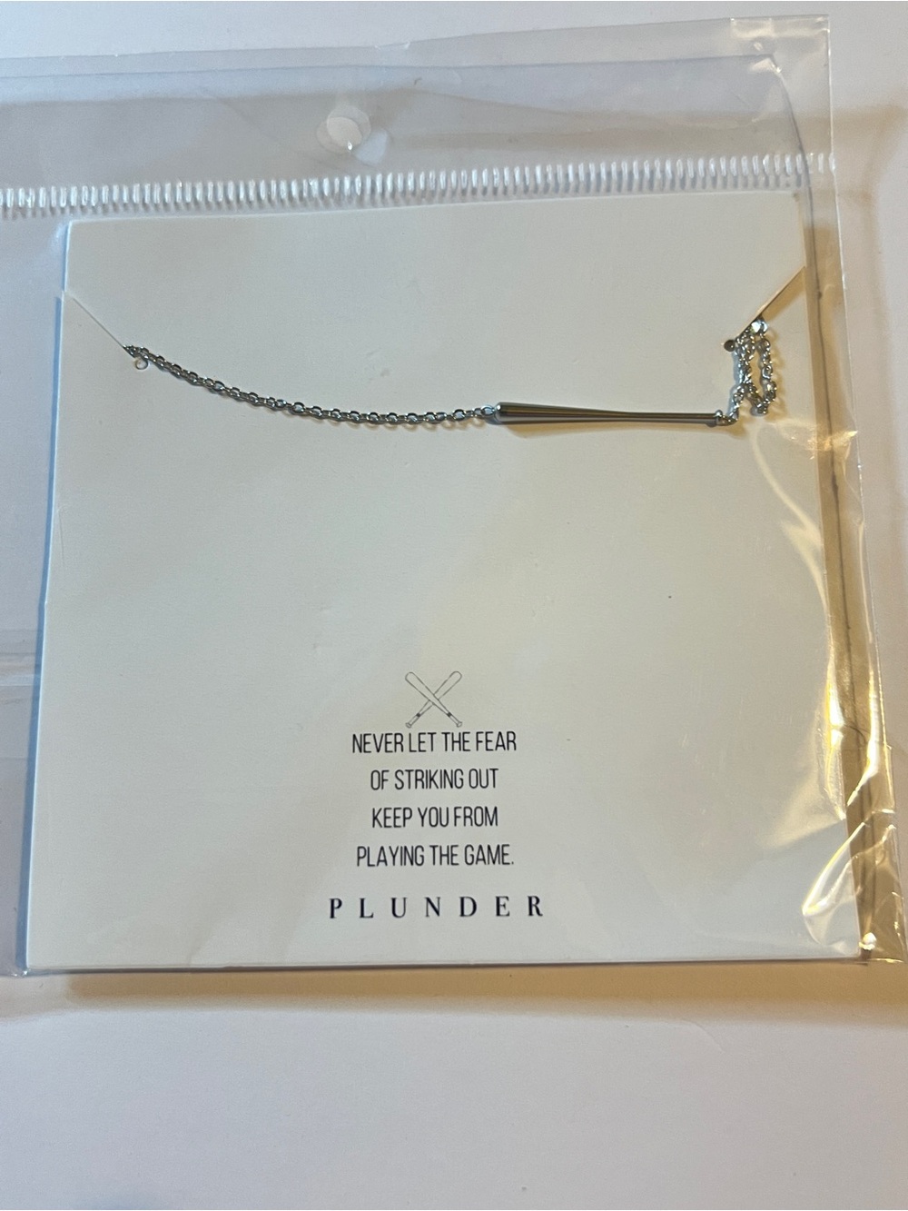 Plunder Silver Tone Baseball Bat Necklace